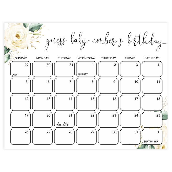 guess the baby birthday game, Printable baby shower games, shite floral baby games, baby shower games, fun baby shower ideas, top baby shower ideas, floral baby shower, baby shower games, fun floral baby shower ideas