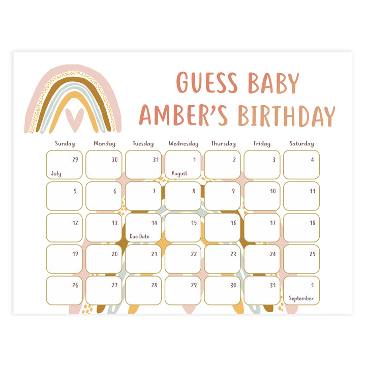 guess the baby birthday game, baby birthday game, Printable baby shower games, boho rainbow baby games, baby shower games, fun baby shower ideas, top baby shower ideas, boho rainbow baby shower, baby shower games, fun boho rainbow baby shower ideas