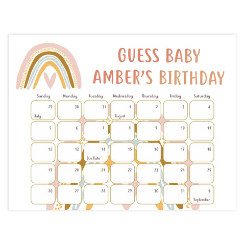 guess the baby birthday game, baby birthday game, Printable baby shower games, boho rainbow baby games, baby shower games, fun baby shower ideas, top baby shower ideas, boho rainbow baby shower, baby shower games, fun boho rainbow baby shower ideas