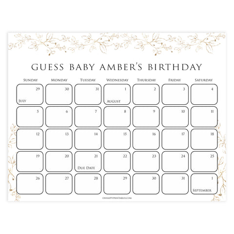 baby birthday predictions game, Printable baby shower games, gold leaf baby games, baby shower games, fun baby shower ideas, top baby shower ideas, gold leaf baby shower, baby shower games, fun gold leaf baby shower ideas