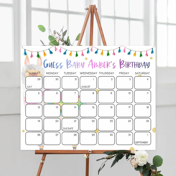 guess the baby birthday game, baby birthday predictions, Printable baby shower games, llama fiesta fun baby games, baby shower games, fun baby shower ideas, top baby shower ideas, Llama fiesta shower baby shower, fiesta baby shower ideas