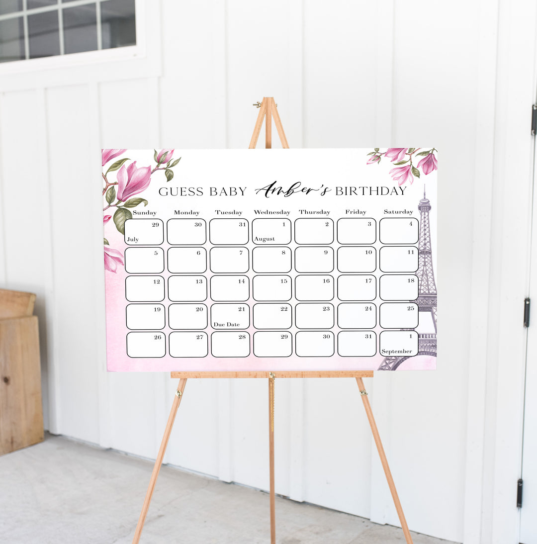 guess the baby birthday game,  Paris baby shower games, printable baby shower games, Parisian baby shower games, fun baby shower games