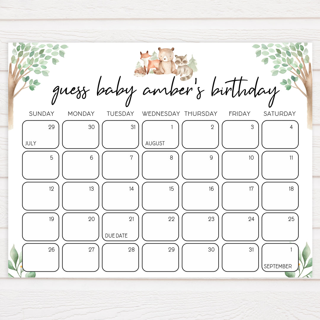 guess the baby birthday game, baby birthday predictions, Printable baby shower games, woodland animals baby games, baby shower games, fun baby shower ideas, top baby shower ideas, woodland baby shower, baby shower games, fun woodland animals baby shower ideas