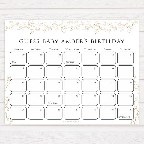 baby birthday predictions game, Printable baby shower games, gold leaf baby games, baby shower games, fun baby shower ideas, top baby shower ideas, gold leaf baby shower, baby shower games, fun gold leaf baby shower ideas