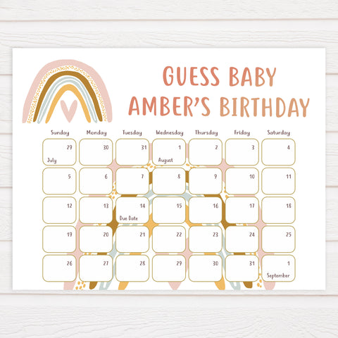 guess the baby birthday game, baby birthday game, Printable baby shower games, boho rainbow baby games, baby shower games, fun baby shower ideas, top baby shower ideas, boho rainbow baby shower, baby shower games, fun boho rainbow baby shower ideas