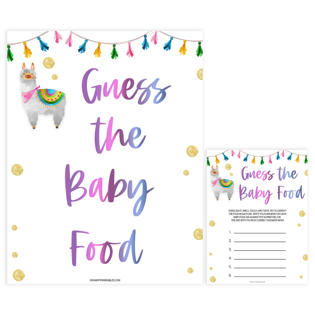 guess the baby food game, Printable baby shower games, llama fiesta fun baby games, baby shower games, fun baby shower ideas, top baby shower ideas, Llama fiesta shower baby shower, fiesta baby shower ideas