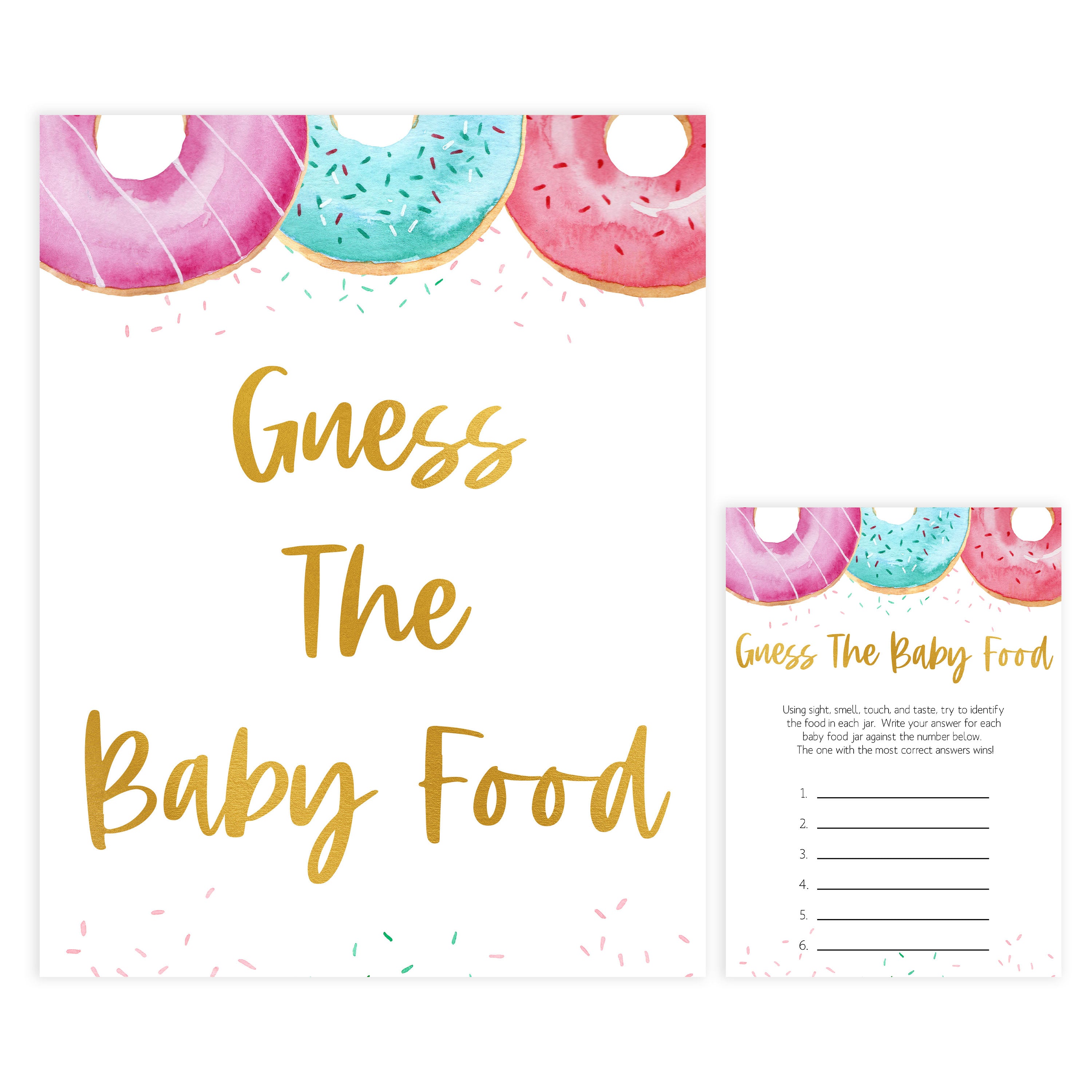 guess the baby food game, Printable baby shower games, donut baby games, baby shower games, fun baby shower ideas, top baby shower ideas, donut sprinkles baby shower, baby shower games, fun donut baby shower ideas