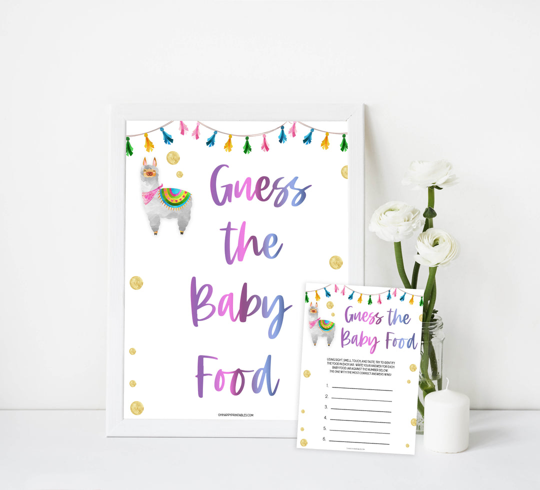 guess the baby food game, Printable baby shower games, llama fiesta fun baby games, baby shower games, fun baby shower ideas, top baby shower ideas, Llama fiesta shower baby shower, fiesta baby shower ideas