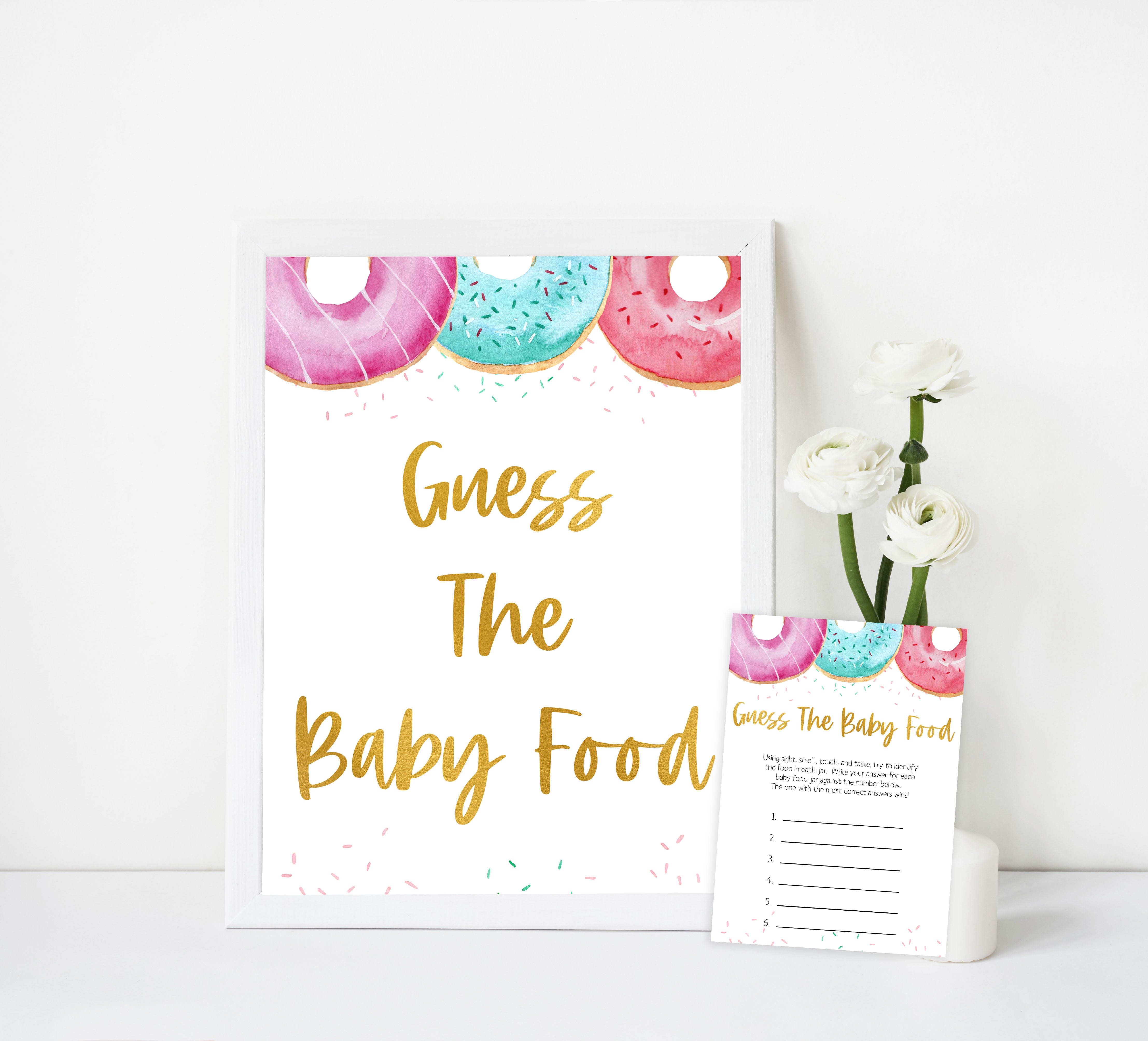guess the baby food game, Printable baby shower games, donut baby games, baby shower games, fun baby shower ideas, top baby shower ideas, donut sprinkles baby shower, baby shower games, fun donut baby shower ideas