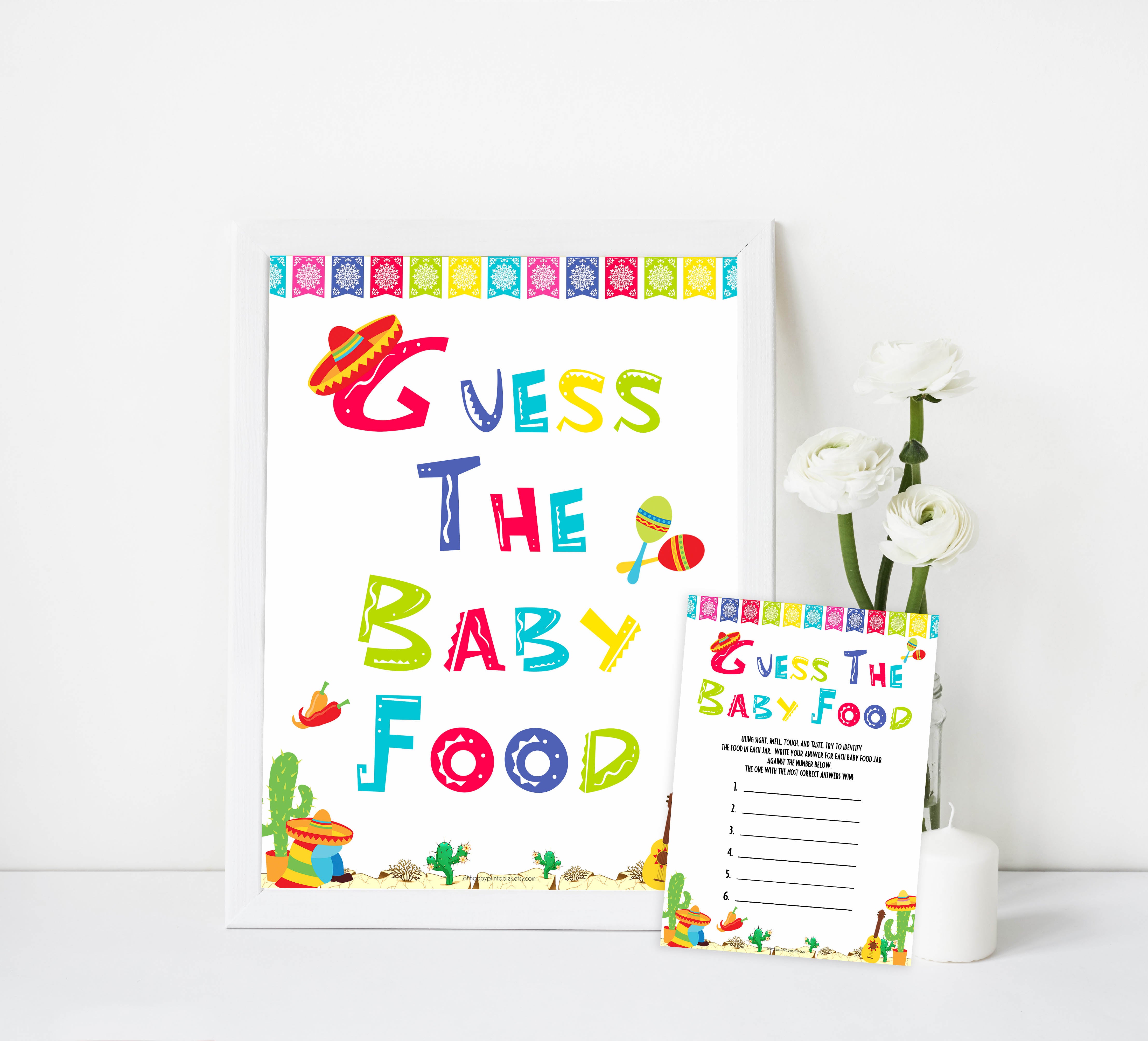 guess the baby food game, Printable baby shower games, Mexican fiesta fun baby games, baby shower games, fun baby shower ideas, top baby shower ideas, fiesta shower baby shower, fiesta baby shower ideas