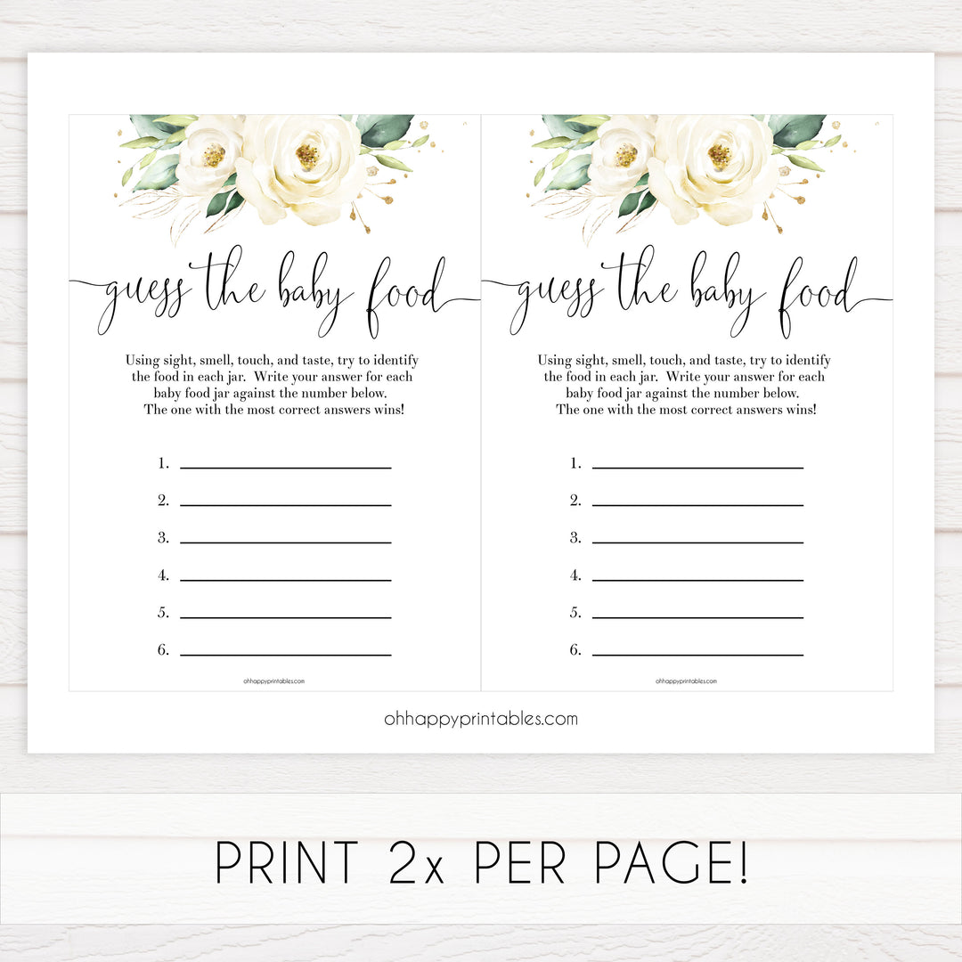 guess the baby food game, Printable baby shower games, shite floral baby games, baby shower games, fun baby shower ideas, top baby shower ideas, floral baby shower, baby shower games, fun floral baby shower ideas