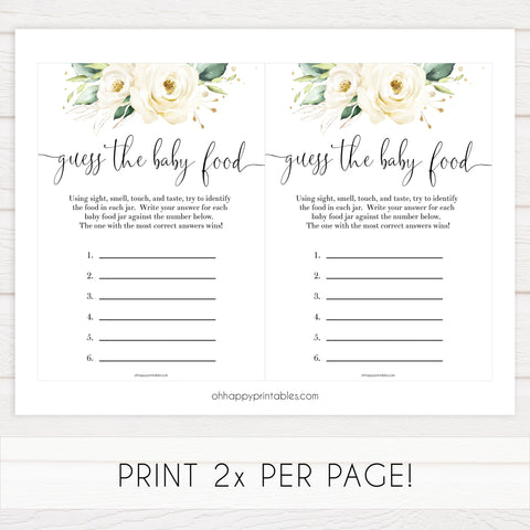 guess the baby food game, Printable baby shower games, shite floral baby games, baby shower games, fun baby shower ideas, top baby shower ideas, floral baby shower, baby shower games, fun floral baby shower ideas