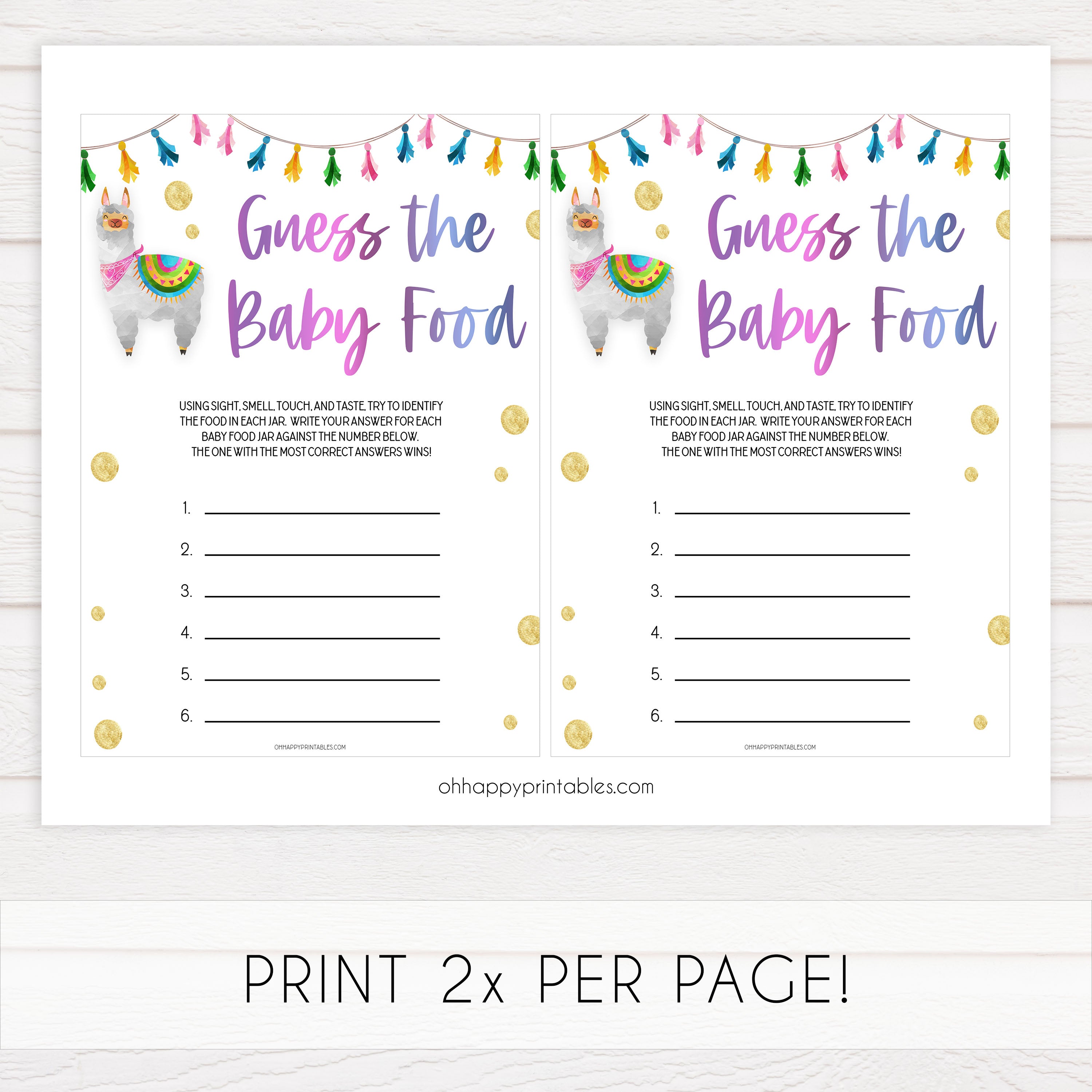 guess the baby food game, Printable baby shower games, llama fiesta fun baby games, baby shower games, fun baby shower ideas, top baby shower ideas, Llama fiesta shower baby shower, fiesta baby shower ideas