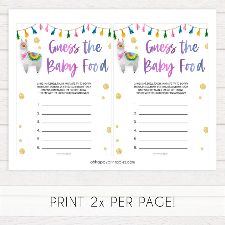 guess the baby food game, Printable baby shower games, llama fiesta fun baby games, baby shower games, fun baby shower ideas, top baby shower ideas, Llama fiesta shower baby shower, fiesta baby shower ideas