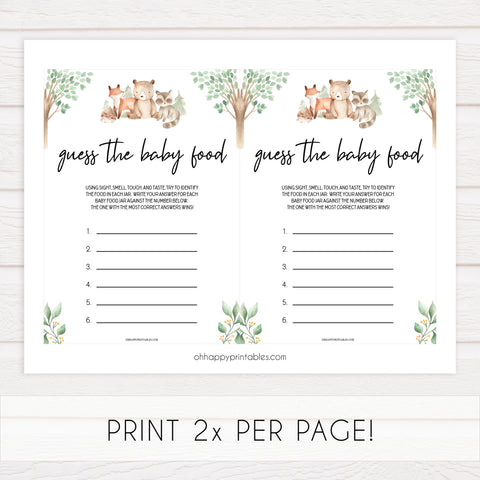 guess the baby food game, Printable baby shower games, woodland animals baby games, baby shower games, fun baby shower ideas, top baby shower ideas, woodland baby shower, baby shower games, fun woodland animals baby shower ideas