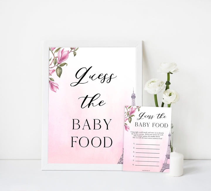 guess the baby food game,  Paris baby shower games, printable baby shower games, Parisian baby shower games, fun baby shower games