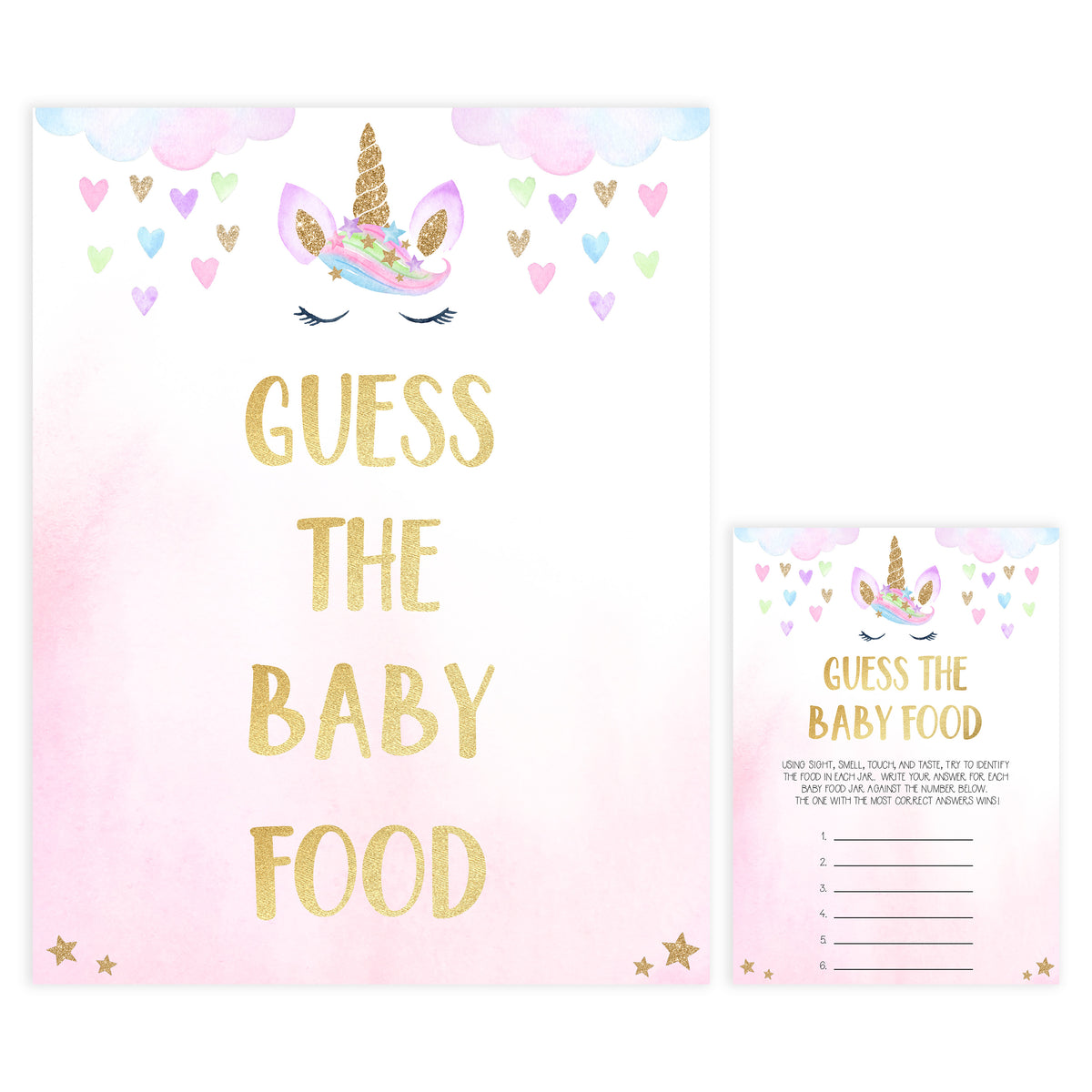 guess the baby food game, Printable baby shower games, unicorn baby games, baby shower games, fun baby shower ideas, top baby shower ideas, unicorn baby shower, baby shower games, fun unicorn baby shower ideas