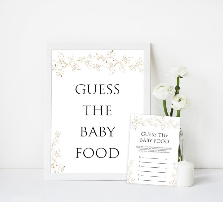 guess the baby food game, Printable baby shower games, gold leaf baby games, baby shower games, fun baby shower ideas, top baby shower ideas, gold leaf baby shower, baby shower games, fun gold leaf baby shower ideas