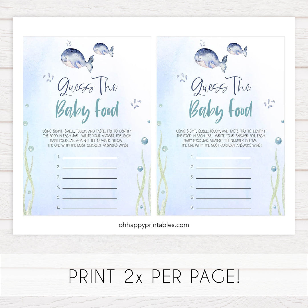 guess the baby food game, Printable baby shower games, whale baby games, baby shower games, fun baby shower ideas, top baby shower ideas, whale baby shower, baby shower games, fun whale baby shower ideas