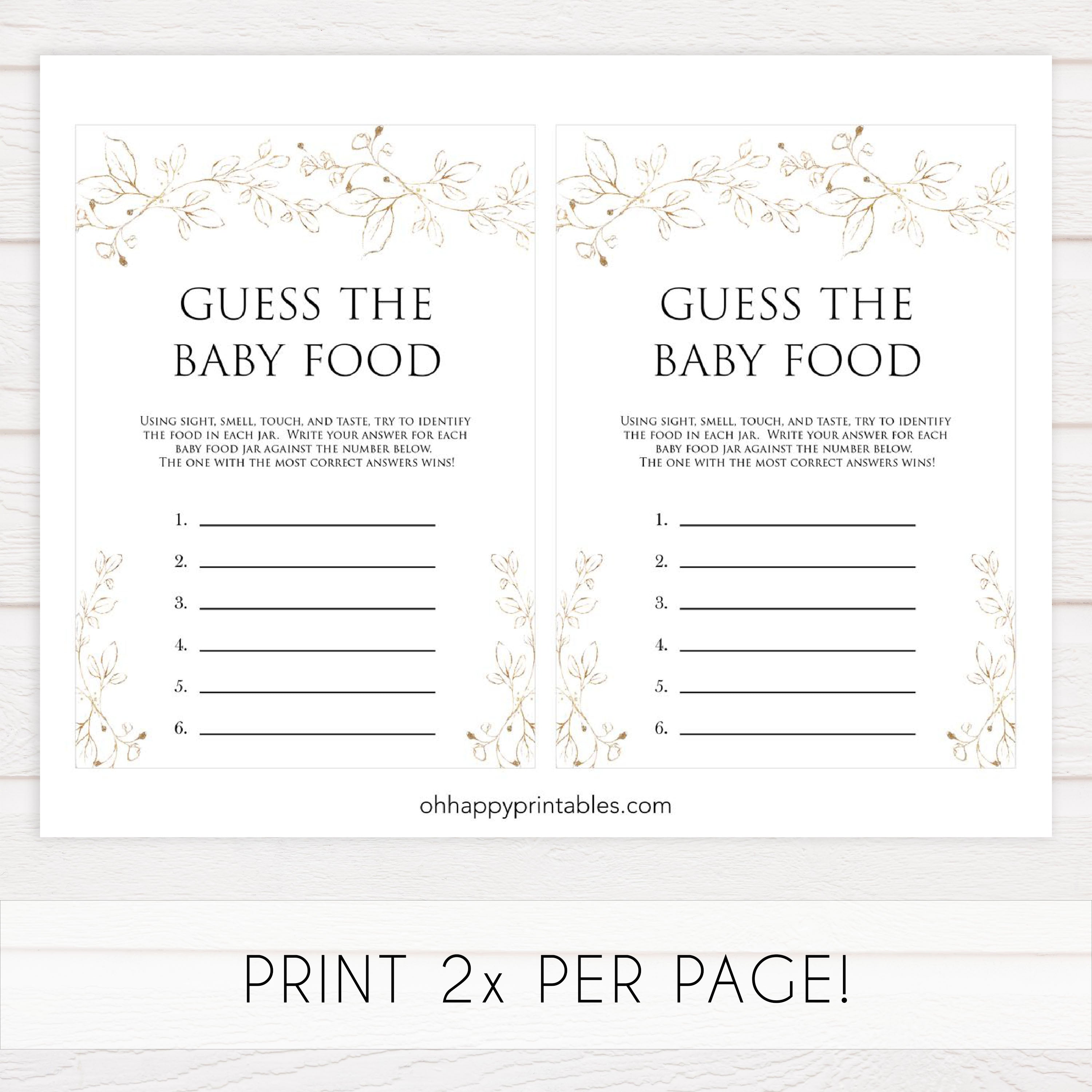 guess the baby food game, Printable baby shower games, gold leaf baby games, baby shower games, fun baby shower ideas, top baby shower ideas, gold leaf baby shower, baby shower games, fun gold leaf baby shower ideas