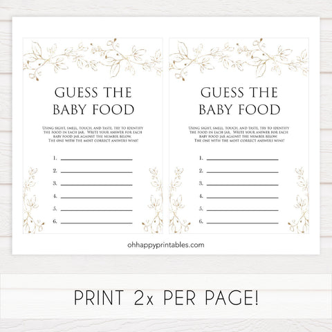 guess the baby food game, Printable baby shower games, gold leaf baby games, baby shower games, fun baby shower ideas, top baby shower ideas, gold leaf baby shower, baby shower games, fun gold leaf baby shower ideas