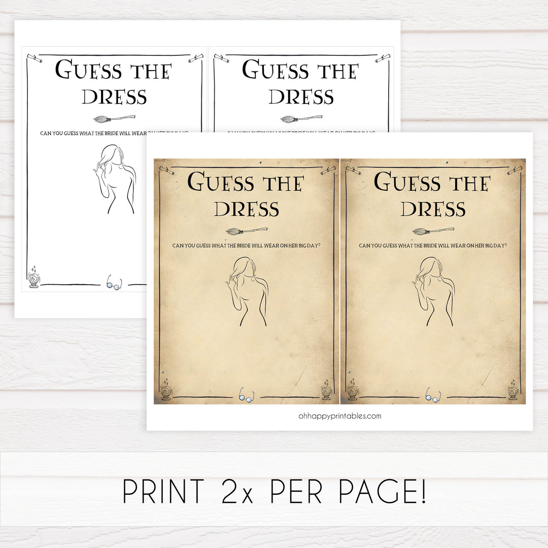 guess the bridal dress, guess the dress game, Printable bridal shower games, Harry potter bridal shower, Harry Potter bridal shower games, fun bridal shower games, bridal shower game ideas, Harry Potter bridal shower