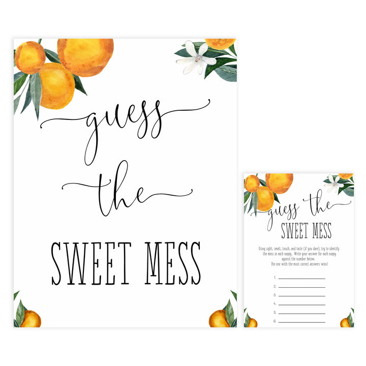 guess the sweet mess baby shower game, Printable baby shower games, little cutie baby games, baby shower games, fun baby shower ideas, top baby shower ideas, little cutie baby shower, baby shower games, fun little cutie baby shower ideas, citrus baby shower games, citrus baby shower, orange baby shower