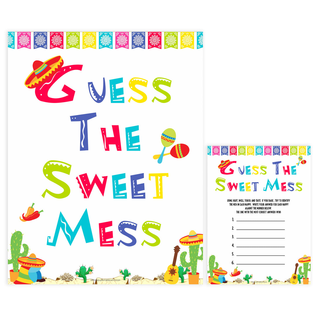 guess the sweet mess game, Printable baby shower games, Mexican fiesta fun baby games, baby shower games, fun baby shower ideas, top baby shower ideas, fiesta shower baby shower, fiesta baby shower ideas