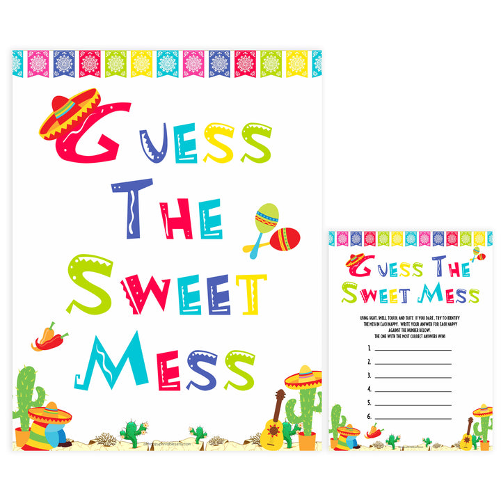 guess the sweet mess game, Printable baby shower games, Mexican fiesta fun baby games, baby shower games, fun baby shower ideas, top baby shower ideas, fiesta shower baby shower, fiesta baby shower ideas