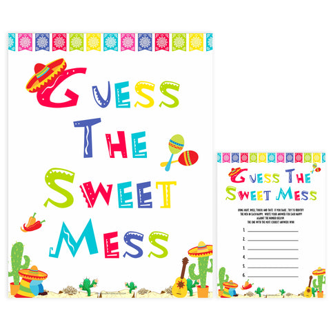 guess the sweet mess game, Printable baby shower games, Mexican fiesta fun baby games, baby shower games, fun baby shower ideas, top baby shower ideas, fiesta shower baby shower, fiesta baby shower ideas