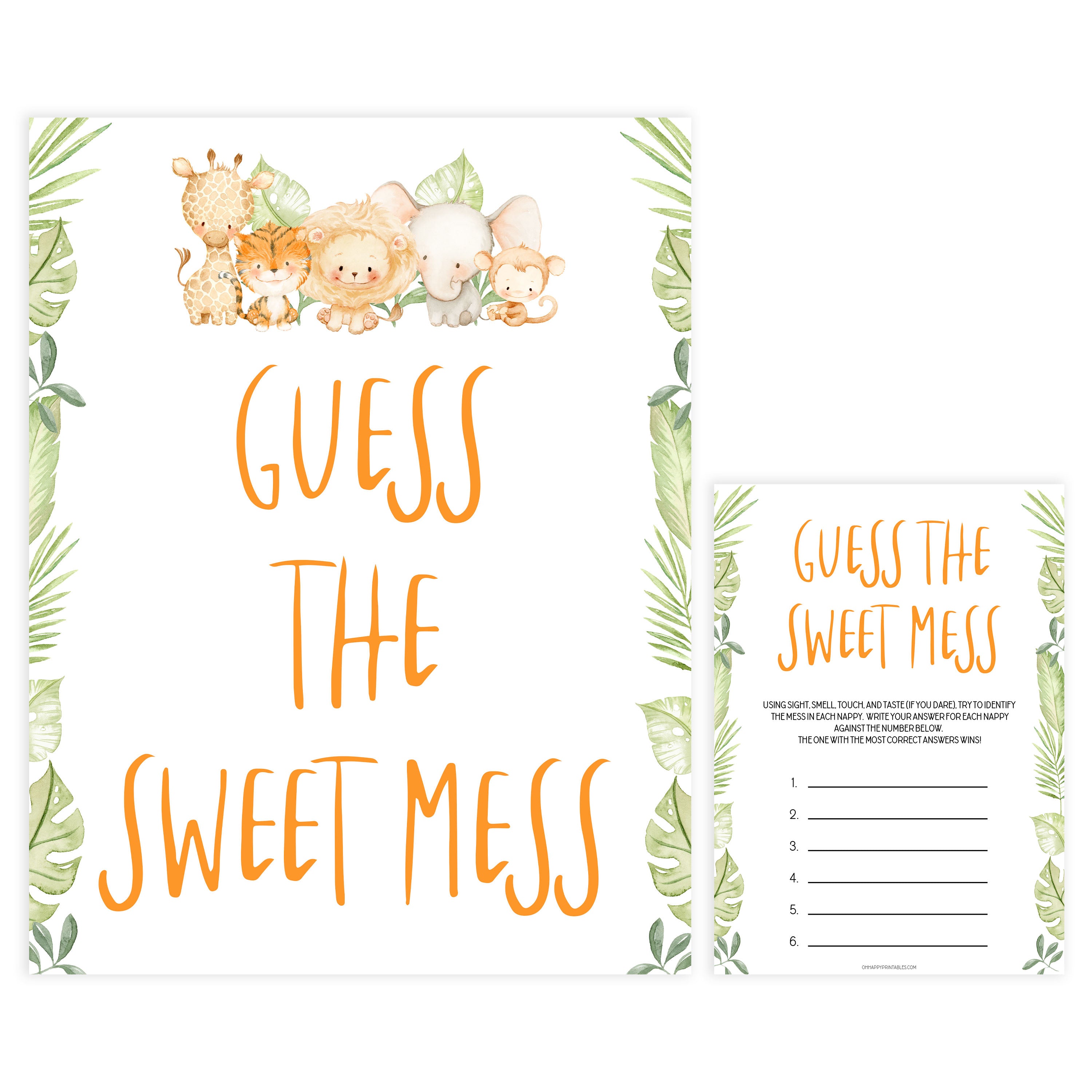 guess the sweet mess game, Printable baby shower games, safari animals baby games, baby shower games, fun baby shower ideas, top baby shower ideas, safari animals baby shower, baby shower games, fun baby shower ideas