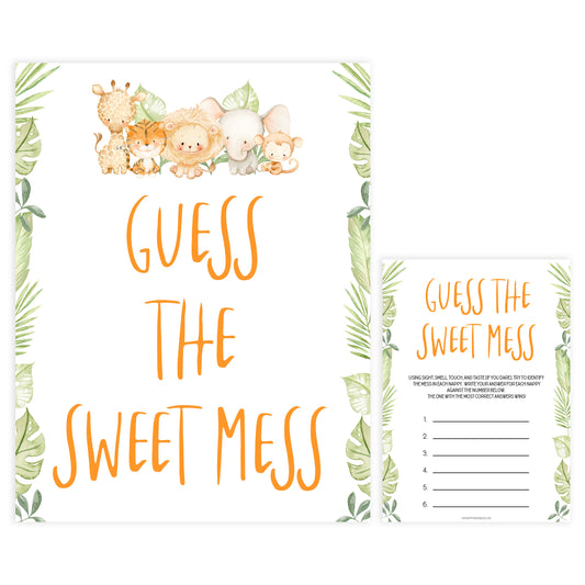 guess the sweet mess game, Printable baby shower games, safari animals baby games, baby shower games, fun baby shower ideas, top baby shower ideas, safari animals baby shower, baby shower games, fun baby shower ideas