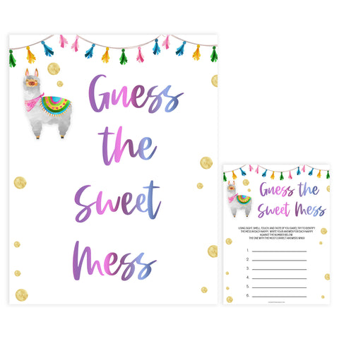 guess the sweet mess game, Printable baby shower games, llama fiesta fun baby games, baby shower games, fun baby shower ideas, top baby shower ideas, Llama fiesta shower baby shower, fiesta baby shower ideas