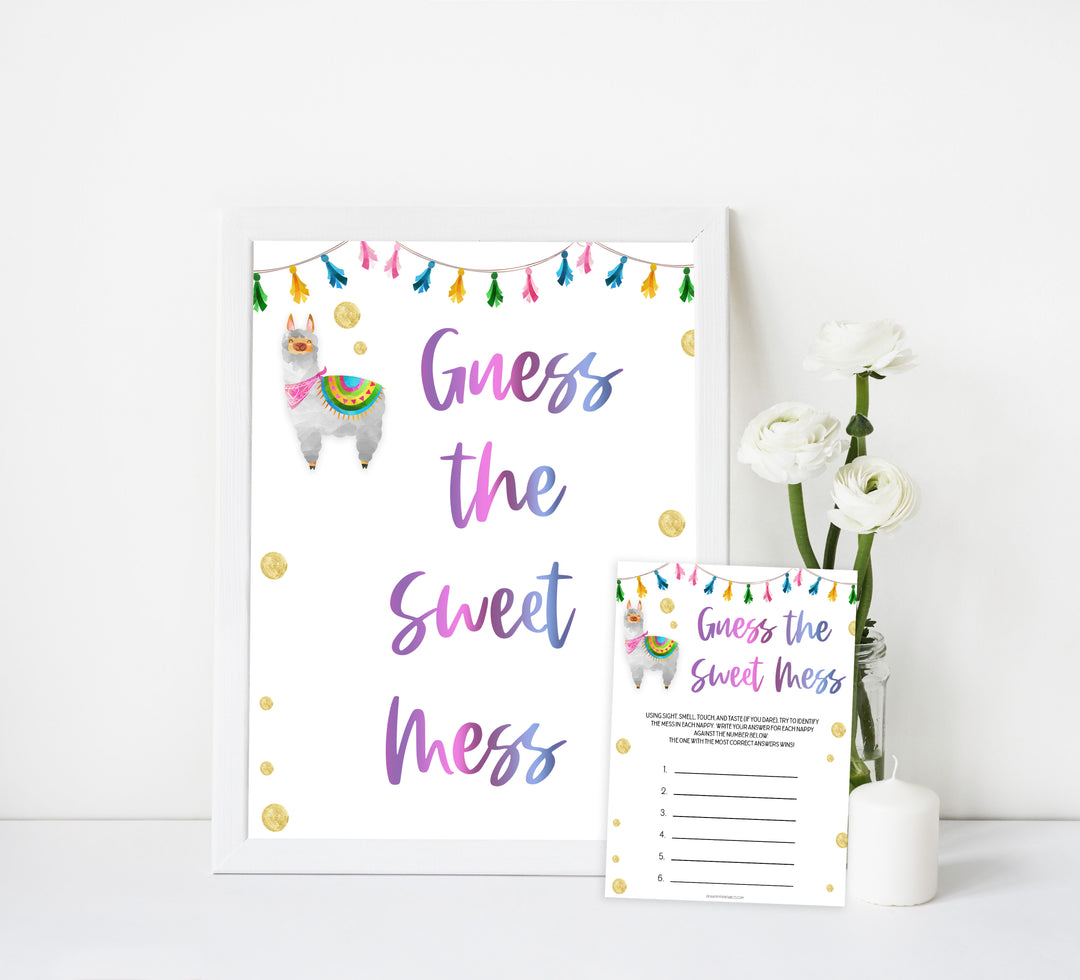 guess the sweet mess game, Printable baby shower games, llama fiesta fun baby games, baby shower games, fun baby shower ideas, top baby shower ideas, Llama fiesta shower baby shower, fiesta baby shower ideas