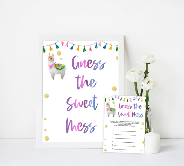 guess the sweet mess game, Printable baby shower games, llama fiesta fun baby games, baby shower games, fun baby shower ideas, top baby shower ideas, Llama fiesta shower baby shower, fiesta baby shower ideas