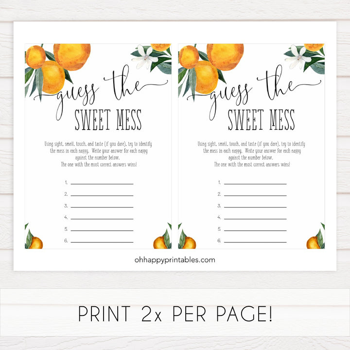 guess the sweet mess baby shower game, Printable baby shower games, little cutie baby games, baby shower games, fun baby shower ideas, top baby shower ideas, little cutie baby shower, baby shower games, fun little cutie baby shower ideas, citrus baby shower games, citrus baby shower, orange baby shower