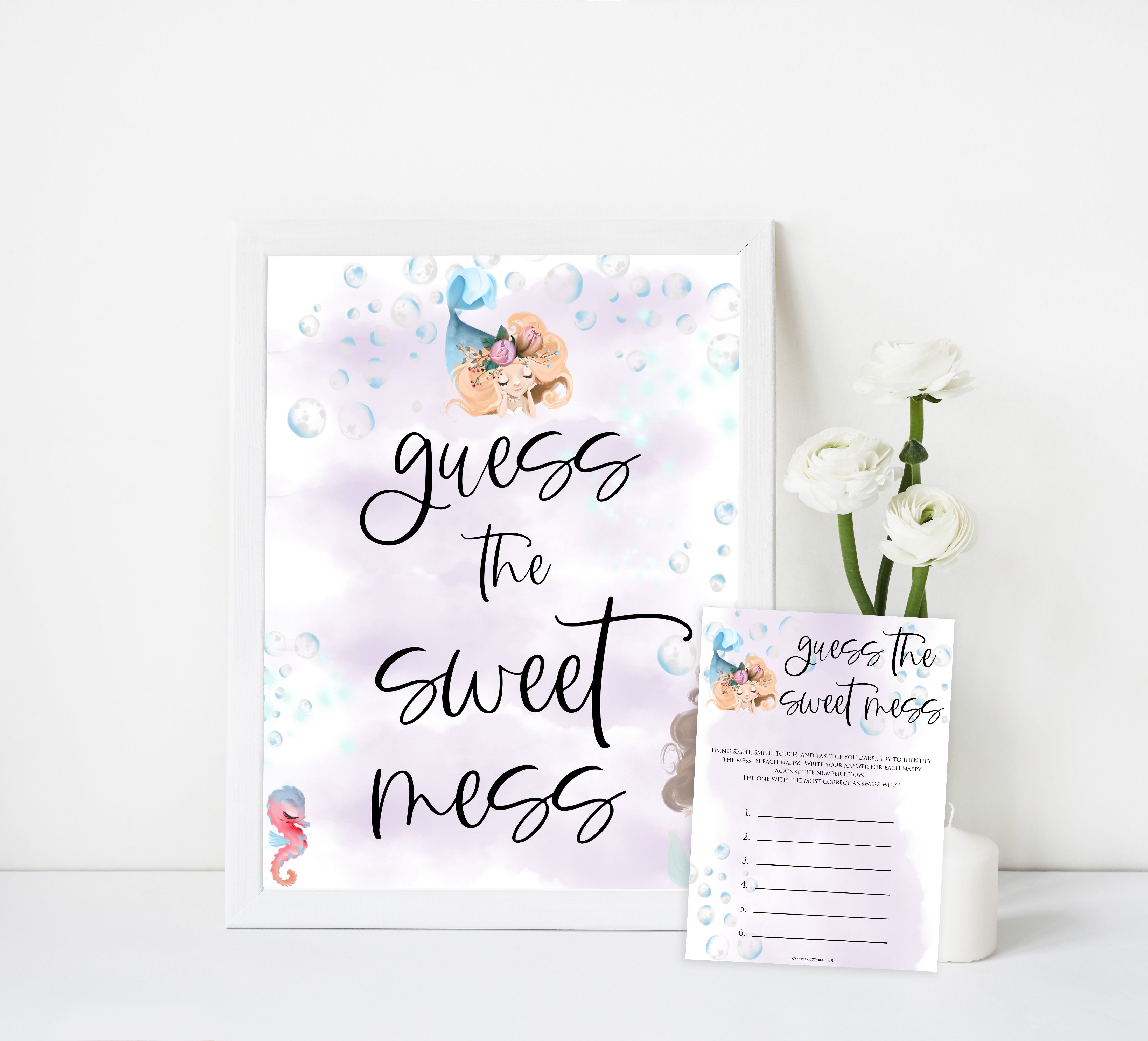 Guess the sweet mess baby game, Printable baby shower games, little mermaid baby games, baby shower games, fun baby shower ideas, top baby shower ideas, little mermaid baby shower, baby shower games, pink hearts baby shower ideas