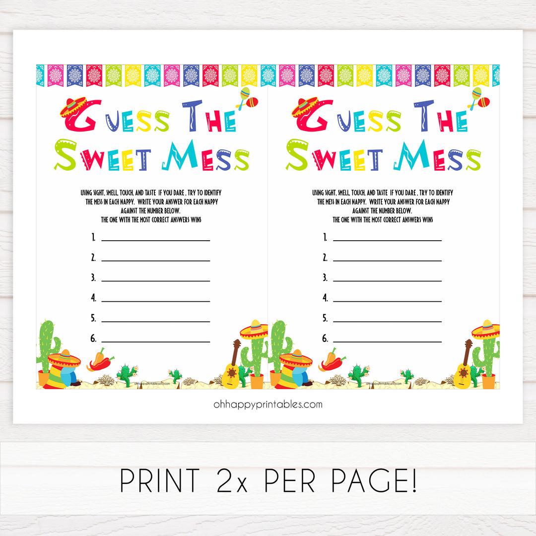 guess the sweet mess game, Printable baby shower games, Mexican fiesta fun baby games, baby shower games, fun baby shower ideas, top baby shower ideas, fiesta shower baby shower, fiesta baby shower ideas