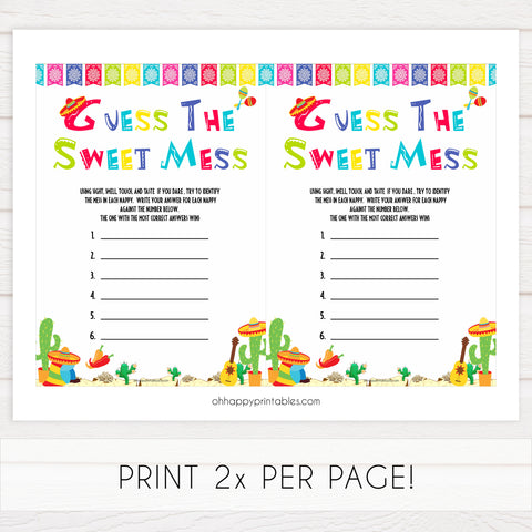 guess the sweet mess game, Printable baby shower games, Mexican fiesta fun baby games, baby shower games, fun baby shower ideas, top baby shower ideas, fiesta shower baby shower, fiesta baby shower ideas
