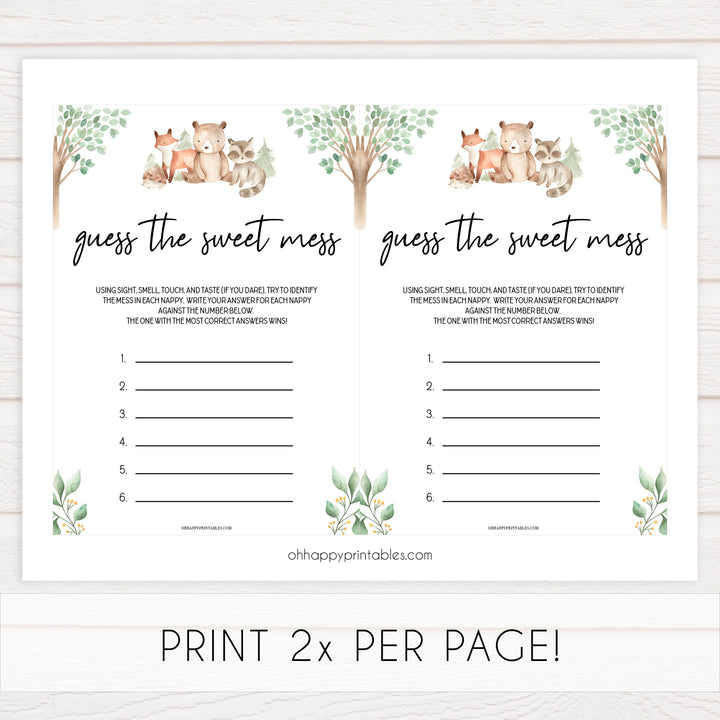 guess the sweet mess game, Printable baby shower games, woodland animals baby games, baby shower games, fun baby shower ideas, top baby shower ideas, woodland baby shower, baby shower games, fun woodland animals baby shower ideas