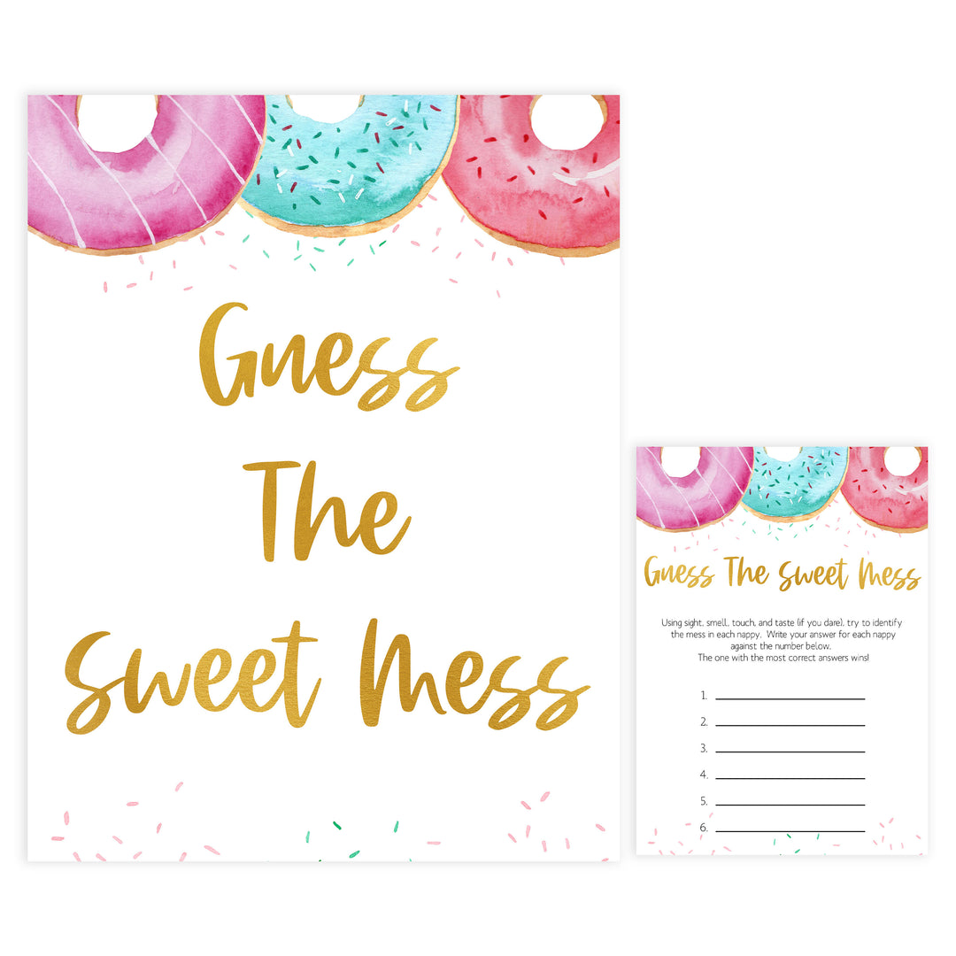 guess the sweet mess game, Printable baby shower games, donut baby games, baby shower games, fun baby shower ideas, top baby shower ideas, donut sprinkles baby shower, baby shower games, fun donut baby shower ideas