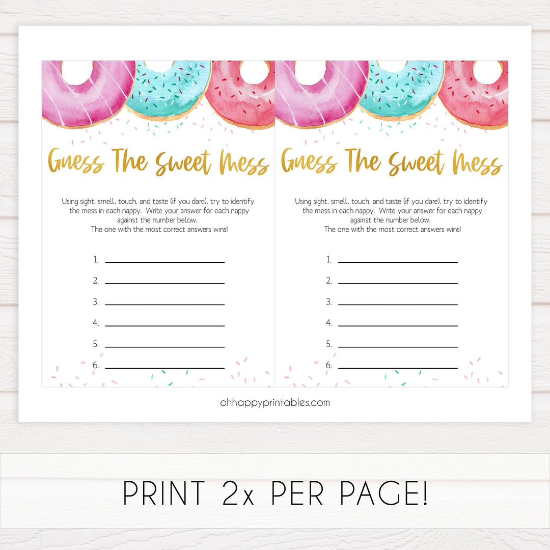 guess the sweet mess game, Printable baby shower games, donut baby games, baby shower games, fun baby shower ideas, top baby shower ideas, donut sprinkles baby shower, baby shower games, fun donut baby shower ideas