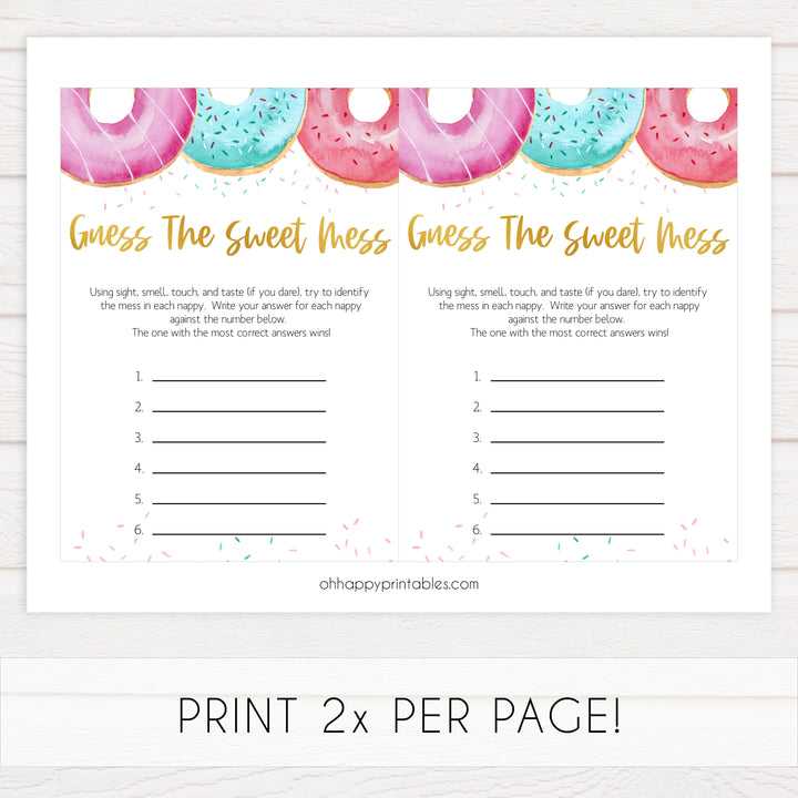 guess the sweet mess game, Printable baby shower games, donut baby games, baby shower games, fun baby shower ideas, top baby shower ideas, donut sprinkles baby shower, baby shower games, fun donut baby shower ideas