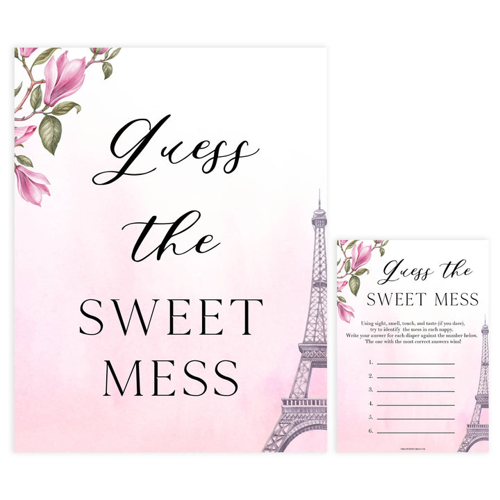 guess the sweet mess baby game, Paris baby shower games, printable baby shower games, Parisian baby shower games, fun baby shower games