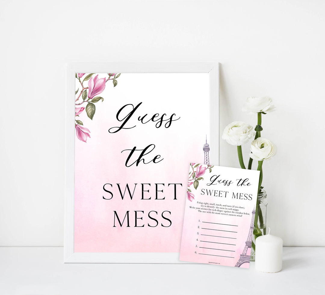guess the sweet mess baby game, Paris baby shower games, printable baby shower games, Parisian baby shower games, fun baby shower games