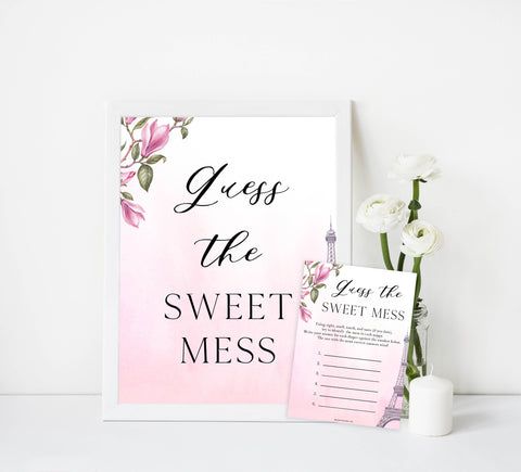 guess the sweet mess baby game, Paris baby shower games, printable baby shower games, Parisian baby shower games, fun baby shower games
