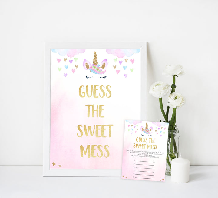 guess the sweet mess game, Printable baby shower games, unicorn baby games, baby shower games, fun baby shower ideas, top baby shower ideas, unicorn baby shower, baby shower games, fun unicorn baby shower ideas