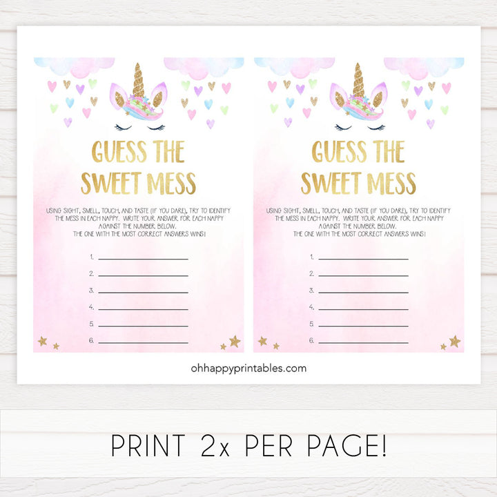 guess the sweet mess game, Printable baby shower games, unicorn baby games, baby shower games, fun baby shower ideas, top baby shower ideas, unicorn baby shower, baby shower games, fun unicorn baby shower ideas