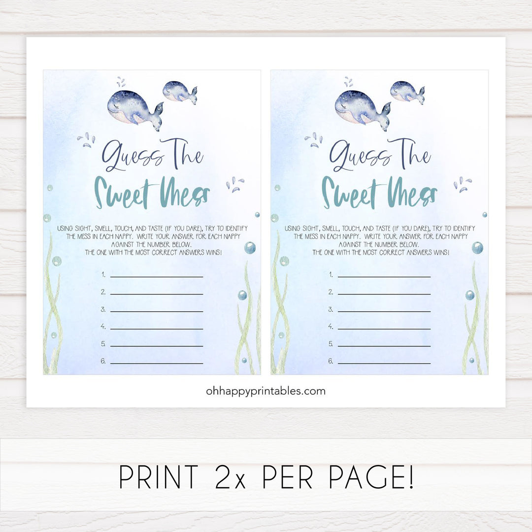 guess the sweet mess baby games, Printable baby shower games, whale baby games, baby shower games, fun baby shower ideas, top baby shower ideas, whale baby shower, baby shower games, fun whale baby shower ideas