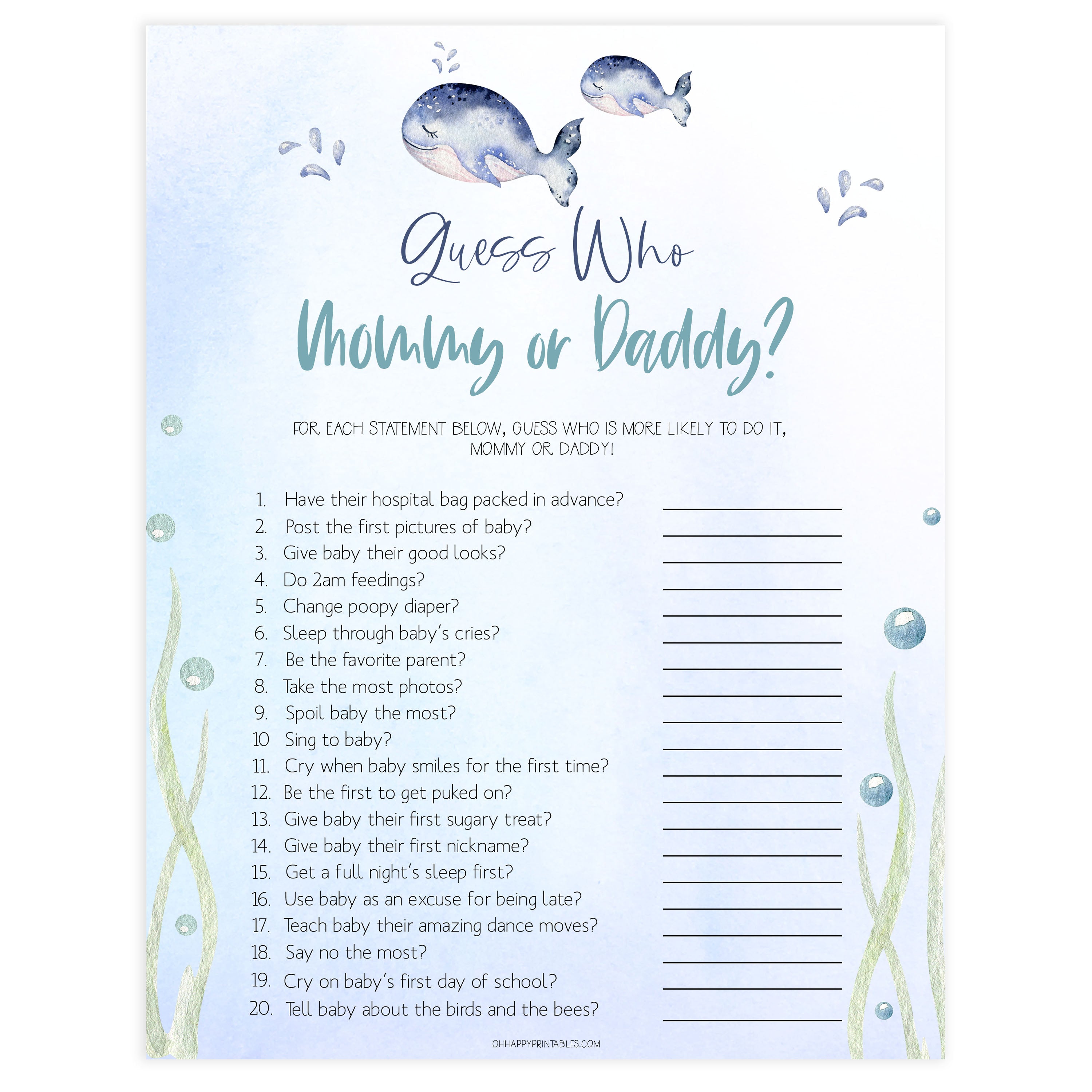 guess who baby shower games, Printable baby shower games, whale baby games, baby shower games, fun baby shower ideas, top baby shower ideas, whale baby shower, baby shower games, fun whale baby shower ideas